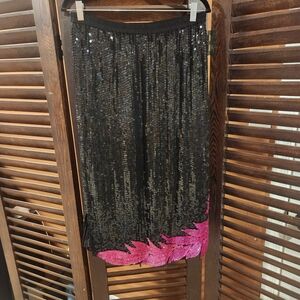 Elegant Black and Pink Sequin Skirt